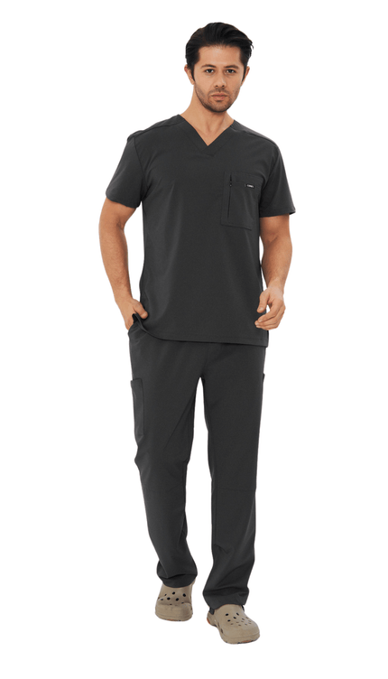 Comfy Master – Rebel Erkek V-Yaka Medikal Üniforma Takım Siyah - UNIFORM MARKET , Comfy Master , uniformmarkt.com