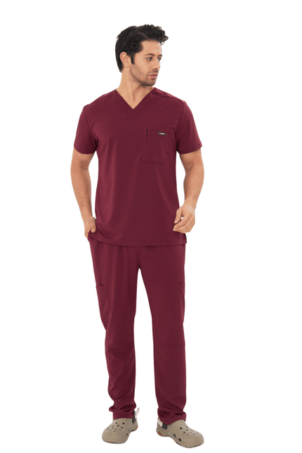 Comfy Master – Rebel Erkek V-Yaka Medikal Üniforma Takım Bordo - UNIFORM MARKET , Comfy Master , uniformmarkt.com