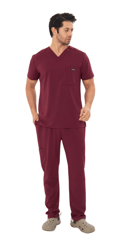 Comfy Master – Rebel Erkek V-Yaka Medikal Üniforma Takım Bordo - UNIFORM MARKET , Comfy Master , uniformmarkt.com