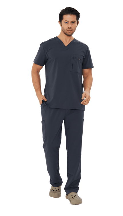 Comfy Master – Rebel Erkek V-Yaka Medikal Üniforma Takım Antrasit - UNIFORM MARKET , Comfy Master , uniformmarkt.com