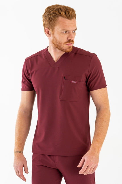 Comfy Master – Rebel Bordo Erkek V-Yaka Medikal Üniforma Tek Üst - UNIFORM MARKET , Comfy Master , uniformmarkt.com