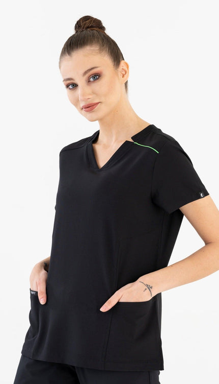 Comfy Master – Victoria Siyah Kadın Medikal Üniforma Tek Üst - UNIFORM MARKET , Comfy Master , uniformmarkt.com