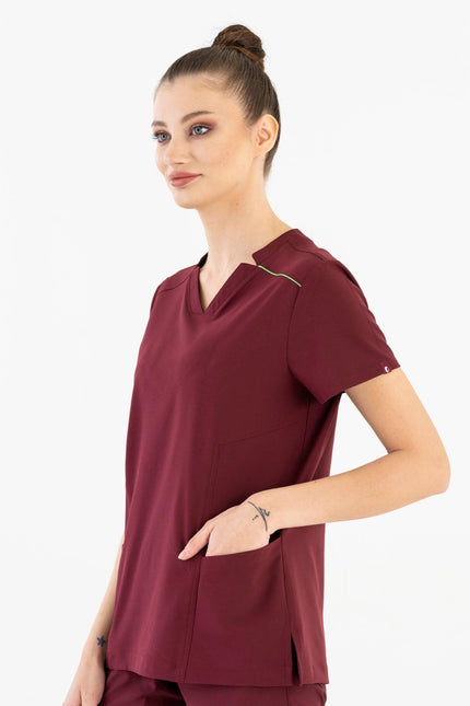 Comfy Master – Victoria Bordo Kadın Medikal Üniforma Tek Üst - UNIFORM MARKET , Comfy Master , uniformmarkt.com