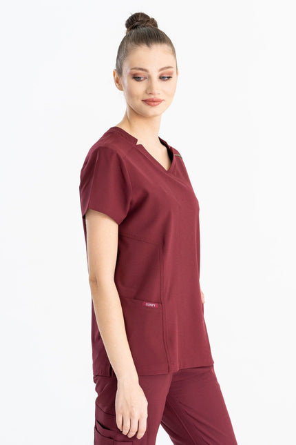 Comfy Master – Victoria Bordo Kadın Medikal Üniforma Tek Üst - UNIFORM MARKET , Comfy Master , uniformmarkt.com