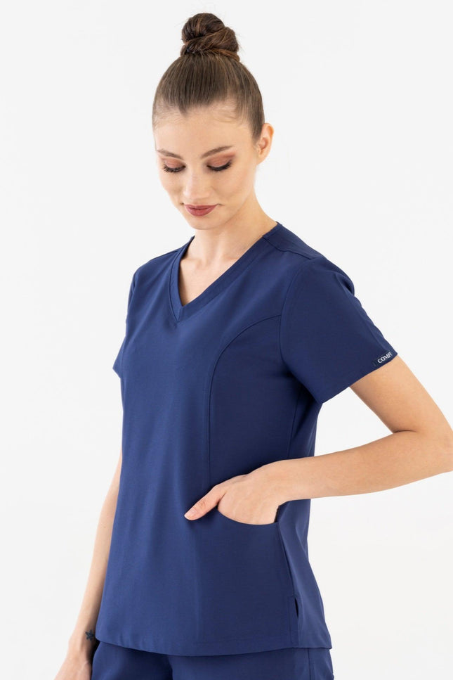 Comfy Master – Lui Lacivert Kadın Damla Yaka Medikal Üniforma Tek Üst - UNIFORM MARKET , Comfy Master , uniformmarkt.com