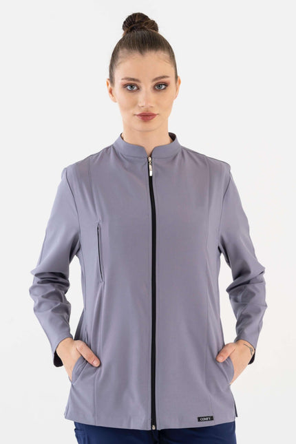 COMFY MASTER AUDREY KADIN MEDİKAL FERMUARLI CEKET - GRİ - UNIFORM MARKET , Comfy Master , uniformmarkt.com