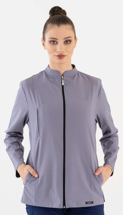 COMFY MASTER AUDREY KADIN MEDİKAL FERMUARLI CEKET - GRİ - UNIFORM MARKET , Comfy Master , uniformmarkt.com