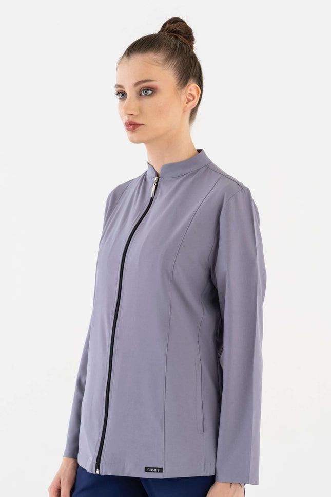 COMFY MASTER AUDREY KADIN MEDİKAL FERMUARLI CEKET - GRİ - UNIFORM MARKET , Comfy Master , uniformmarkt.com