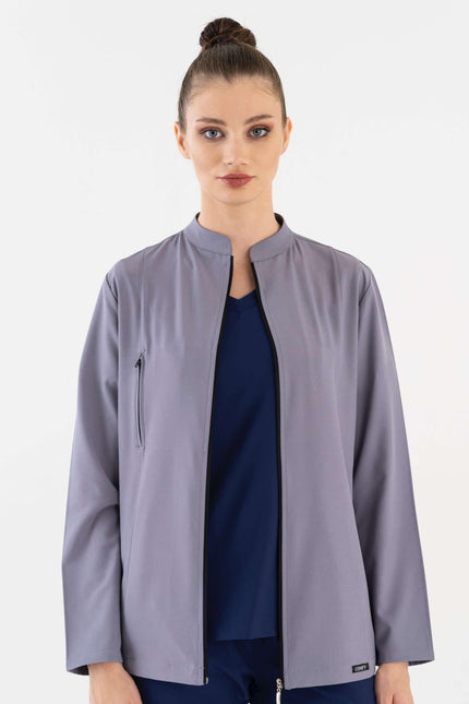 COMFY MASTER AUDREY KADIN MEDİKAL FERMUARLI CEKET - GRİ - UNIFORM MARKET , Comfy Master , uniformmarkt.com