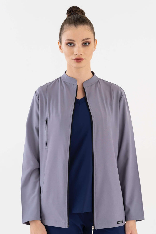 COMFY MASTER AUDREY KADIN MEDİKAL FERMUARLI CEKET - GRİ - UNIFORM MARKET , Comfy Master , uniformmarkt.com