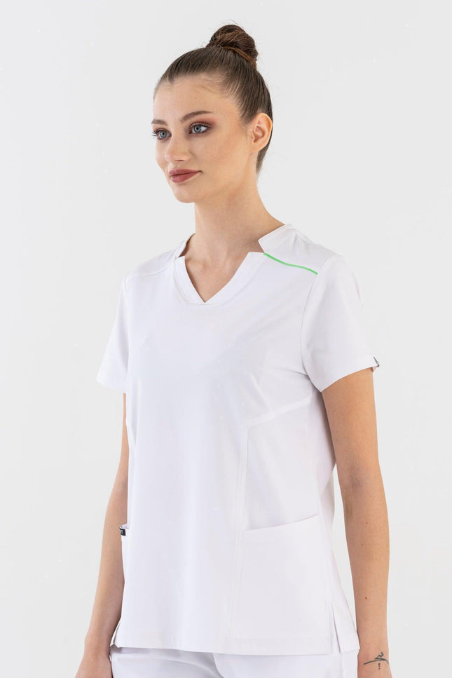 Comfy Master – Victoria Beyaz Kadın Medikal Üniforma Tek Üst - UNIFORM MARKET , Comfy Master , uniformmarkt.com