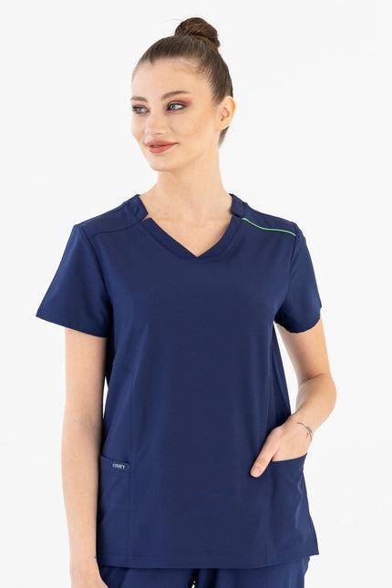 Comfy Master – Victoria Lacivert Kadın Medikal Üniforma Tek Üst - UNIFORM MARKET , Comfy Master , uniformmarkt.com